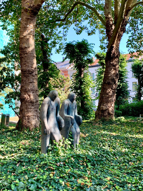 Man and Woman Sculpture at KU Leuven’s Erasmus House