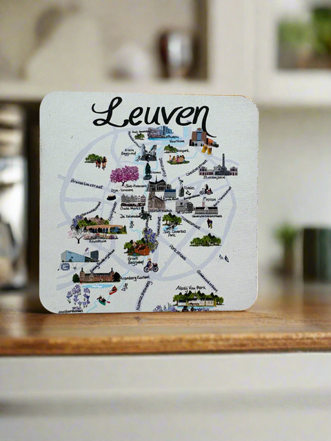 Wooden Coaster- Leuven Map