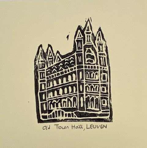 Postcard- Lino print 'Old Town Hall'