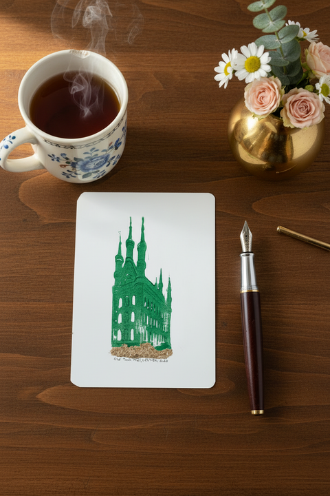 Poster -Lino Print with Gold Touch – Leuven Town Hall