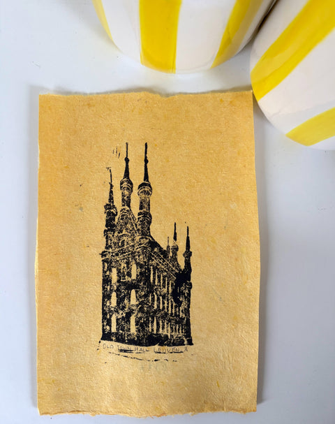 Poster-Lino Print on handmade paper– Leuven Town Hall