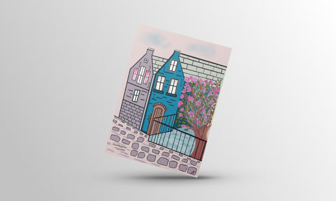 Leuven Gift Postcard Series featuring colorful, artistic illustrations blending fantasy and reality. Perfect for mailing, gifting, or decorating your space