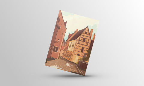 Featuring detailed illustrations of the city’s iconic corner, Groot Begijnhof, this postcard is a perfect memento or gift for those who appreciate the city's historical beauty.