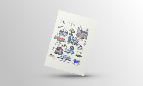 Leuven Gift Postcard Series featuring colorful and artistic illustrations blending fantasy and reality. Perfect for sending messages, gifting, or home decor.