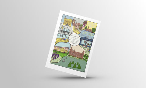 Leuven Gift Postcard Series featuring colorful and artistic illustrations blending fantasy and reality. Perfect for sending messages, gifting, or home decor.