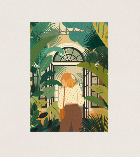 Illustrated print of Leuven featuring iconic landmark, Botanical Garden with charming details.