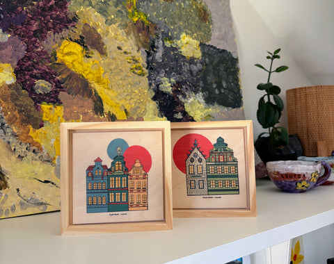 Wood Print Set - Old Houses of Leuven