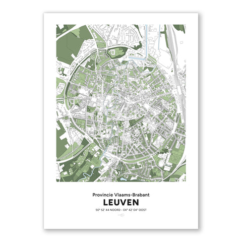 Handcrafted Leuven map poster printed on high-quality paper. Stylish wall art featuring detailed city streets and landmarks. Perfect for home decor, office spaces, or as a unique gift for Leuven lovers and map enthusiasts