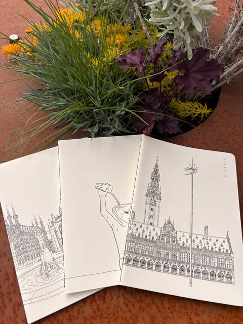 notebook set with architectural drawings .