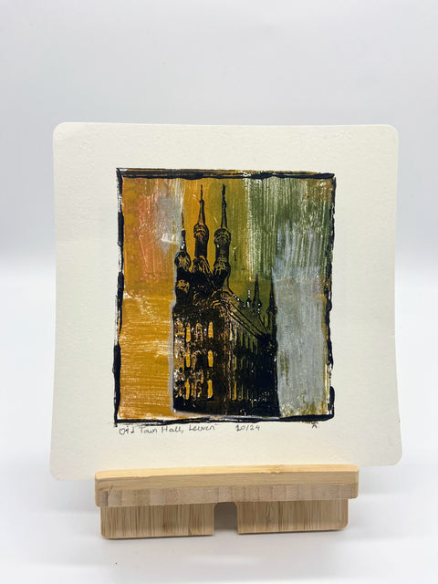 Poster- Lino Print, Mix Colour - Leuven Town Hall