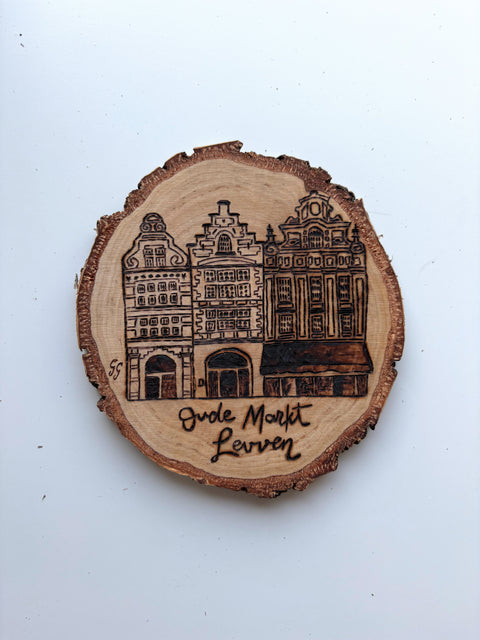 Hand Crafted Wood Burned Art- Oude Markt View