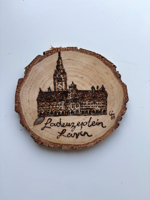 Handcrafted Wood Burned Art- University Library
