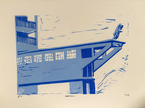 Poster- Lino Print, Blue Vaartkom (Ed. 1)