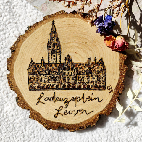 Handcrafted Wood Burned Art- University Library