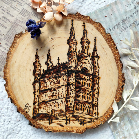 Handcrafted Wood Burned Art - Old Town Hall