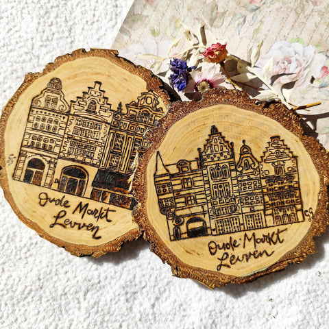 Hand Crafted Wood Burned Art- Oude Markt View