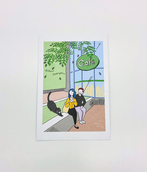 Postcard – Cafe and Cat
