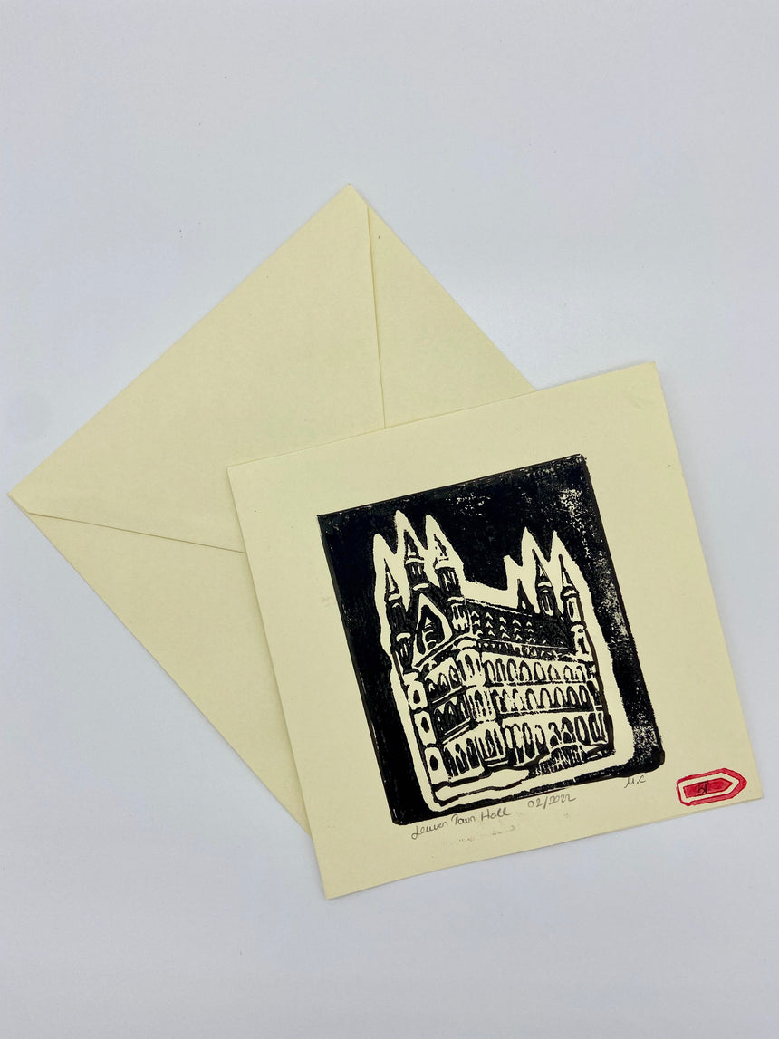 Postcards- Lino print  'Old Town Hall'