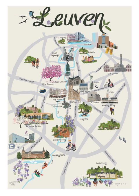 Postcard- Leuven Map