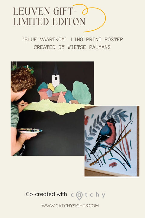 Poster- Blue Vaartkom- Lino Print