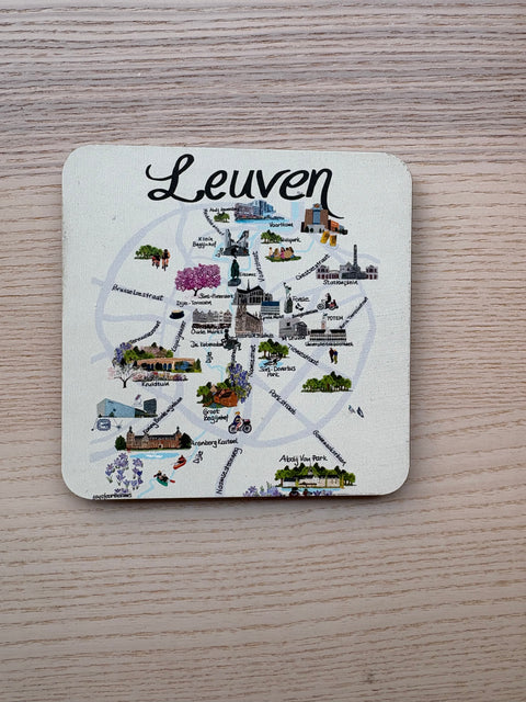 Wooden Coaster- Leuven Map