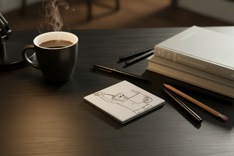 a coaster that illustrates 'Fonske' from leuven on a table