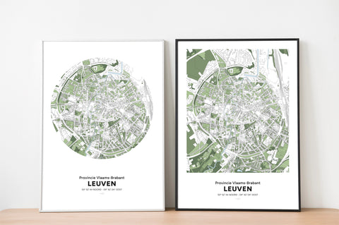 Handcrafted Leuven map posters,  printed on high-quality paper. Stylish wall art featuring detailed city streets and landmarks. Perfect for home decor, office spaces, or as a unique gift for Leuven lovers and map enthusiasts. 