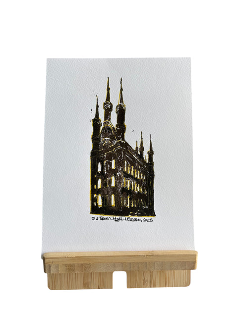 Poster – Old Town Hall, Leuven (Lino Print)