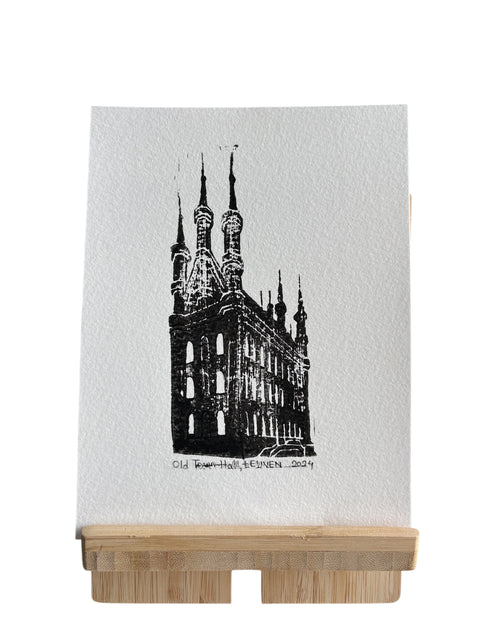 Poster – Old Town Hall, Leuven (Lino Print)