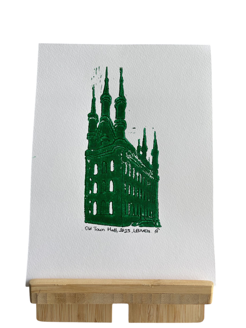 Lino Print- 'Old Town Hall , Leuven'