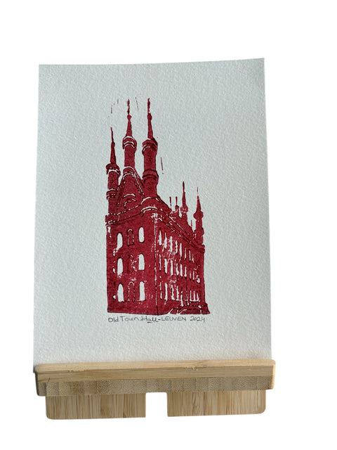 Lino Print – Old Town Hall, Leuven