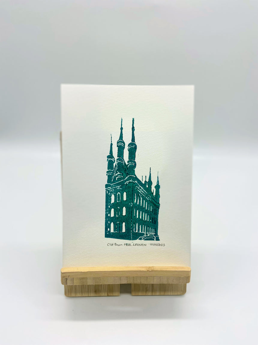 Lino Print- 'Old Town Hall , Leuven'