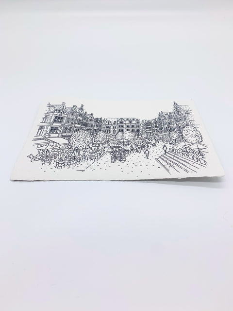 Postcard- Handmade Recycled Paper, Oude Markt Leuven