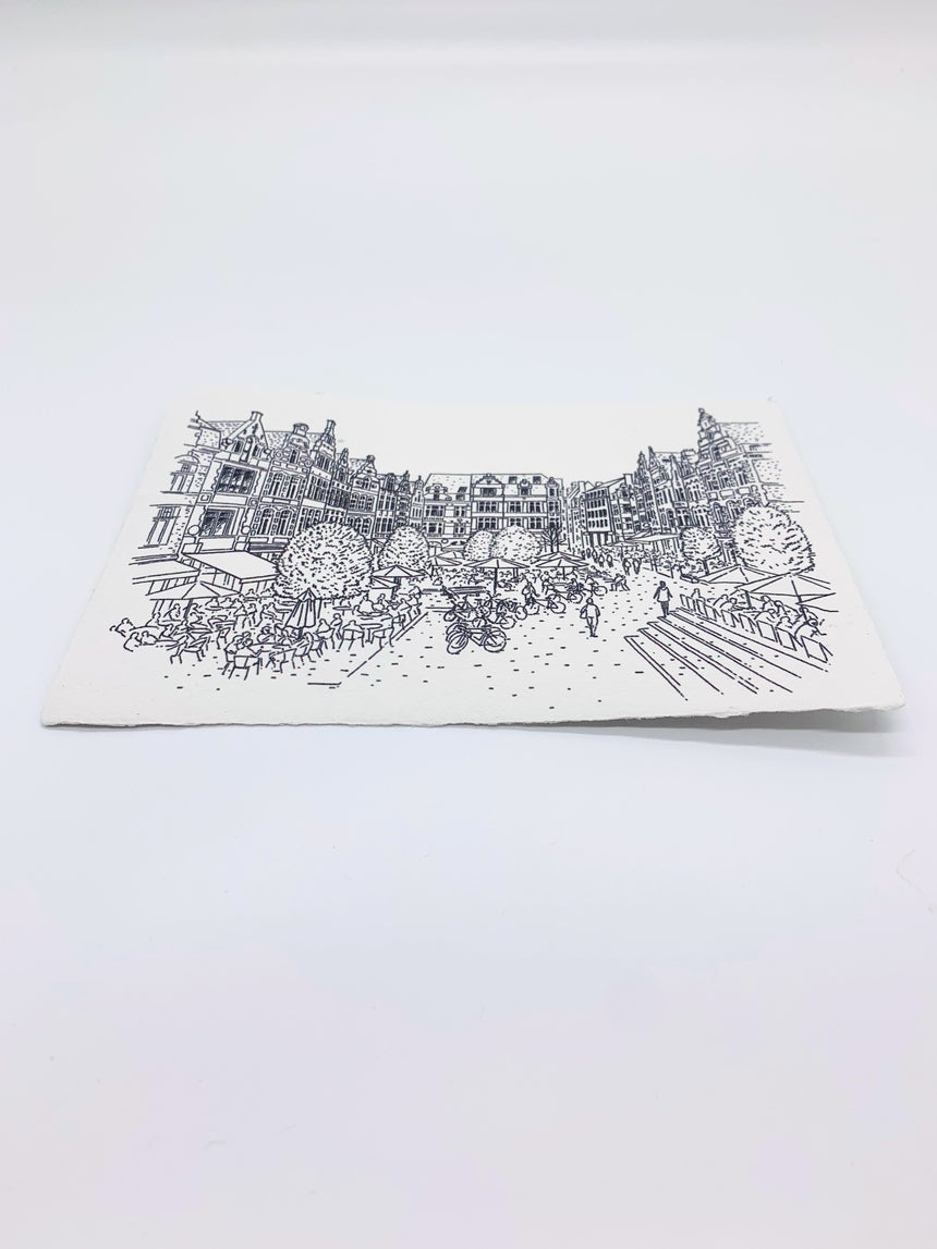 Handmade Recycled Paper - Oude Markt Leuven Postcard