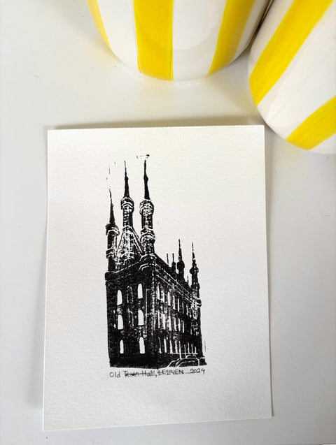 Poster- Lino Print – Leuven Town Hall