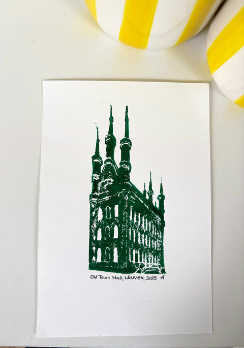 Poster- Lino Print – Leuven Town Hall