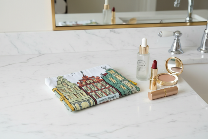 Zipper pouch with Leuven illustration. Thoughtful gift . 