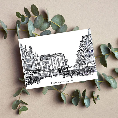 Leuven in Lines is a limited edition postcard series featuring famous landmarks. 