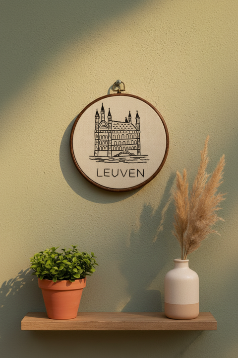 Old Town Hall- Handmade Embroidery Hoop Art