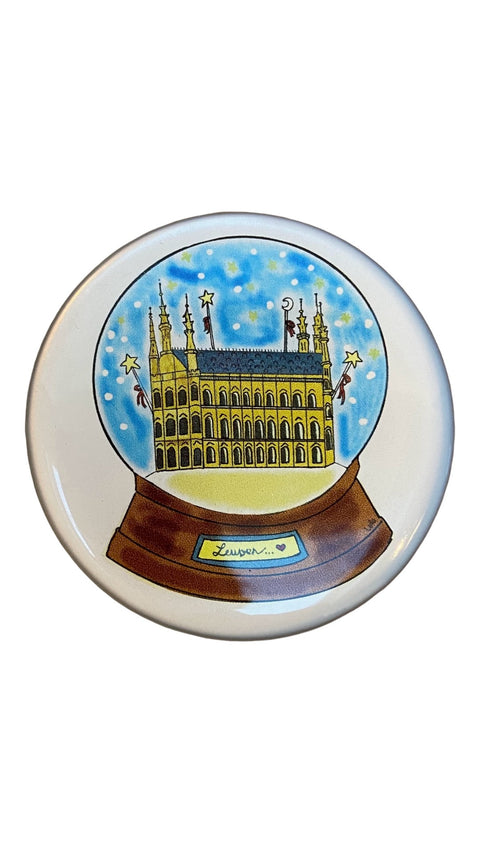 Epoxy Fridge Magnet - Old Town Hall in the Snowball