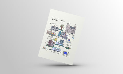 Leuven Gift Postcard Series featuring colorful and artistic illustrations blending fantasy and reality. Perfect for sending messages, gifting, or home decor.