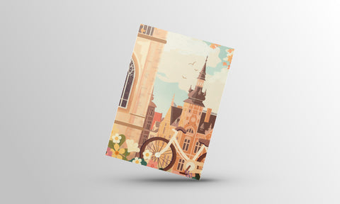 Featuring detailed illustrations of the city’s iconic corner, Mechelsestraat, this postcard is a perfect memento or gift for those who appreciate the city's historical beauty.