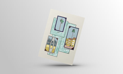 TOTEM Postcards- Leuven Gift Postcard Series featuring colorful and artistic illustrations blending fantasy and reality. Perfect for sending messages, gifting, or home decor.