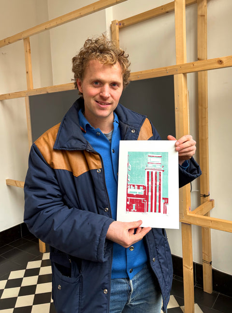 Poster- Lino Print, Blue Vaartkom (Ed. 2)