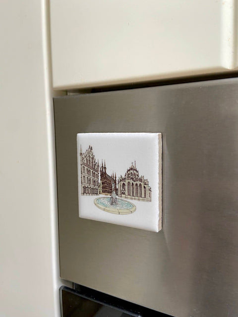 Fridge Magnet, ceramic – Grote Markt, Leuven