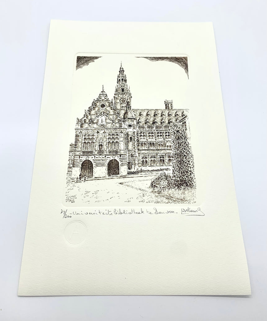 KU Leuven library etching
