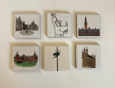 Fridge Magnet Set, ceramic– Leuven Landmarks
