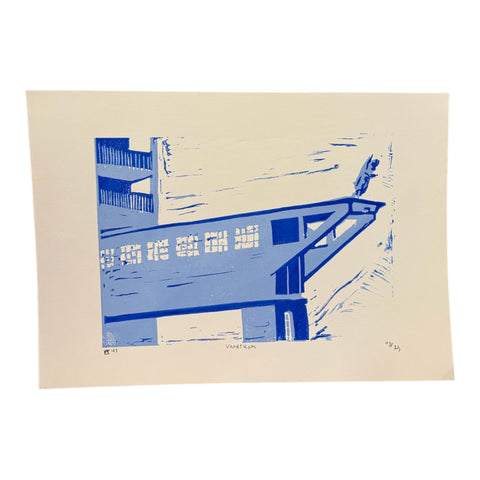 Poster- Blue Vaartkom- Lino Print