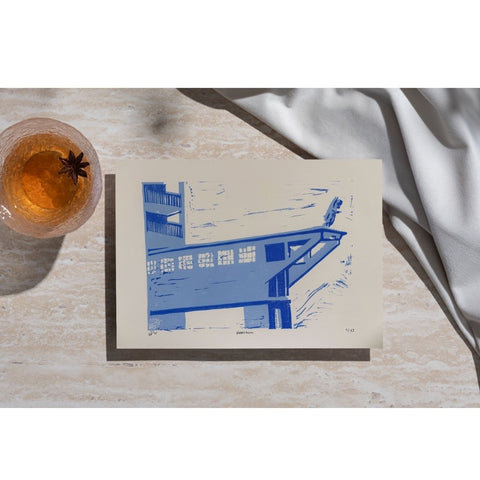 Poster- Lino Print, Blue Vaartkom (Ed. 1)