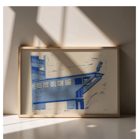 Poster- Lino Print, Blue Vaartkom (Ed. 1)